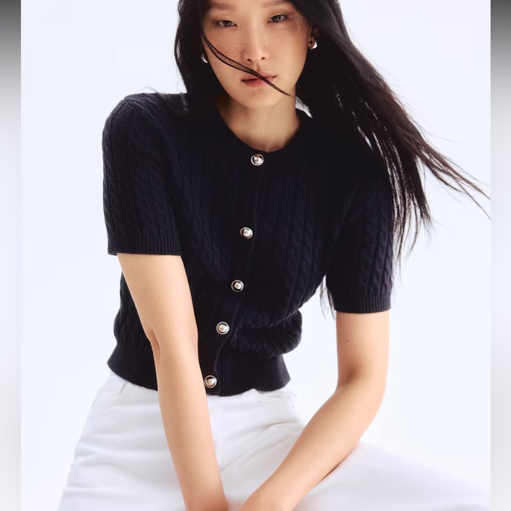 H&M Black Cable Knit Cardigan
